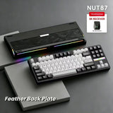 ZMX NUT87 Aluminum Custom Mechanical Keyboard,Hot-Swap Gasket Structure,Triple Mode 2.4G/Bt5.0/Wired,TKL 80% RGB Backlit 10000mAh Mechanical Keyboard for Game&Office,Black-Feathers
