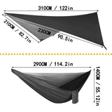 Portable Single Double Nylon High Strength Parachute Hammock Rainfly Set, Camping Hammock with Rain Fly Tarp and Mosquito Net Tent Tree Straps, Backpacking Hiking Travel Yard Outdoor Activities