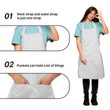 Syhood 18 Pack Bib Apron Bulk Unisex Plain Adjustable Apron with Pocket for Chef Cook Craft Kitchen Painting(White)