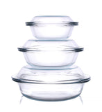 Set of 6 Round Glass Casserole Dishes, Nesting Glass Baking Dish Set with Lid, Oven, Freezer and Dishwasher Safe. - 0.5QT+1QT+1.8QT