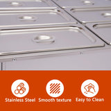 Bain Marie Electric Food Warmer, 850W 6-Pan Commercial Countertop Steamer Stainless Steel Bain Marie Steam Table Steamer for Catering and Restaurants US Stock (6-pan)