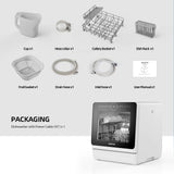 SEAGTOM Portable Dishwashers for Camping and Home with 5l Water Tank, Hose, LED Light, 10 Wash Programs, Baby Care Mode, Dual Water Supply and 1h Hot Air Drying