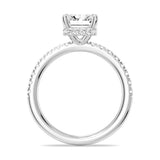 MSBLUE® Size 9 2ct Radiant Cut Moissanite Engagement Ring, Rhodium Plated