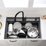 33 Inch Drop In Kitchen Sink Black - VOKIM33 x22 Inch To pmount sink Workstation Splash Guard Stainless Steel 16 Gauge 10'' Deep Single Bowl Sink with Cutting Board & Strainer