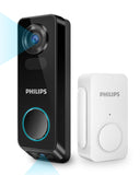 Security Video Doorbell Camera Wireless (Chime Included), No Monthly Fee, Dual Cameras 2K FHD with Motion Detection, 2-Way Audio PHILIPS