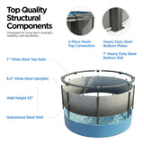 AquaDoc Coventry Round Steel Wall Above Ground Pool Kit 27' x 52" in Pewter Gray Finish with Wide Mouth Skimmer and Solid Blue Overlap Liner Classic Package - Made in North America