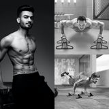 SELEWARE Wood Push up Bars Parallettes Bars Anti-Slip Handstand Bars for Calisthenics, Fitness, Floor Workouts Solid Wood with Sturdy Metal Bracket, Support 500 lbs 16 * 6.5 * 4 inch SELEWARE