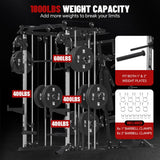 FAGUS H All in One Home Gym System Workout Station with Adjustable Weight Bench,Multifunction Smithe Machine Power Cage with Cable Crossover,Tripe-Sided Independent Load Posts Functional Trainer,Black