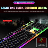 TEDILUVI Colorful Lighting Wired Mechanical Keyboard Set 1000 Dpi 104 Keys Rainbow Led Backlight Gaming Keyboards
