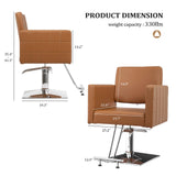 mefeir Camel Barber Chair Hair Salon Chair with Heavy Duty Hydraulic Pump, Square Base, Stainless Steel Footrest,Styling Chair for Beauty Spa Hairdressing Braiding