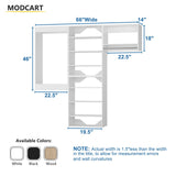 MODCART Modular Closet System, 66" Wide Closet Organizer System with Towers and Hanging, Wood Closet Tower Storage for Walk In Closets, Wall Mounted Wardrobe Organizer Kit System, Bedroom, White