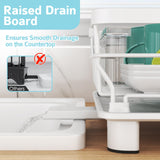 Dish Drying Rack - Space Saving Dish Rack - Dish Racks for Kitchen Counter with Drainboard, Rustproof Dish Drainer with Removable Utensil Holder, White