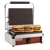 Kratos Commercial Electric Panini Sandwich Grill with Grooved Plates, 14" x 9" Cooking Surface, Commercial Countertop Panini Press, 120V, 1750W (29Y-020)