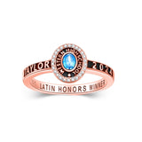 Oseew 2027 Custom Class Graduation Ring High School for Women (Rose Gold)