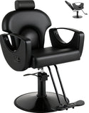 MIMWOW Salon Chair, Reclining Salon Chair for Hair Stylist, Barber Chair with Heavy Duty Hydraulic Pump, Hair Chairs Tattoo Braiding Beauty Spa Equipment, All Cool Black