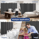 6 Panel Room Divider, 6FT Tall Rolling Privacy Screen with Lockable Wheels, Folding Wall Dividers Portable Room Divider for Room Separation