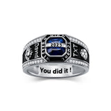 Oseew 2027 Men College Graduation Class Ring (White Gold)