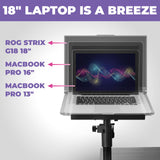 Liquid Stands Laptop Desk Mount for Piano, Keyboard & DJ Workstations - 9x12.5 Adjustable Laptop Arm Mount for Desk