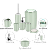 IMAVO Bathroom Accessories Set,Green Bathroom Set,7 Pieces Bathroom Accessory Set,Tray,Toilet Brush,Trash Can for Bathroom Décor and Housewarming Gifts