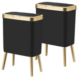 Procade 2Pack Black and Gold Bathroom Trash Can with Lid,4 Gallon Trash Bin