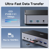USB C Docking Station 3 Monitors Laptop Dock Dual Monitor with 2 HDMI DisplayPort