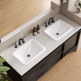 Bathroom Vessel Sink 20" x 15" Semi Recessed Sink White Drop in ceramic Sink with Overflow Modern Sinks Bowl Vanity Above Counter Basin