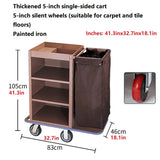 Multifunctional Housekeeping Caddy, Compact Service Trolley, Hotel Cleaning Cart with Removable Canvas Bags & Locking Wheels for Housekeeping Hotels Apartment a