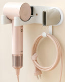 chochoyah Hair Dryer Holder Wall Mounted, Hair Dryer Organizer Self Adhesive Compatible with Dyson Blow Dryer Holder Aluminum BlowDryer Holder Wall Mounted for Bathroom White