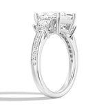 Princess Cut Three-Stone Moissanite Engagement Ring 2CT Silver Size 7.5