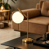 IPEDWO Mid Century Gold Table Lamp,Modern Globe Bedside Desk Lamps