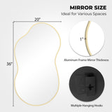 WallBeyond Gold Irregular Wall Mirror, Modern Asymmetrical Mirror Aluminum Frame for Bedroom, Bathroom, Living Room, and Entryway 36" H x 20" W (Gold)