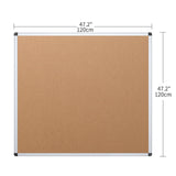 VIZ-PRO Cork Bulletin Board, 48 X 48 Inches, Wall-Mounted Corkboard with Silver Aluminium Frame for School, Office, and Home 4' X 4'