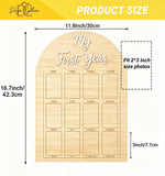 My First Year Photo Frame,wooden 12 month picture frame for baby first year, t 2x3 Inch Picture Holder With Hang Hooks, Desktop Display For Infant 0-12 Months, Birthday Party, Baby Birthday Keepsake Gift