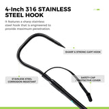 Fishing Gaff Saltwater Fish Gaff with 4-Inch Stainless Steel Fishing Hook Solid Fiberglass Fishing Gaff 3'/ 4'8''/ 7' (3-Feet) FISHAPPY