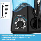 TUREWELL Water Dental Flosser for Teeth/Braces, Water Teeth Cleaner 8 Jet Tips and 10 Pressure Levels, 600ML Large Water Tank Oral Irrigator for Family(Black)