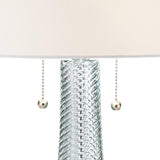 Possini Euro Design Miriam Modern Table Lamps 28.5" Tall Set of 2 Light Sky Blue Fluted Glass with Swirl Pattern White Drum Shade for Living Room Bedroom Bedside Nightstand Office Family