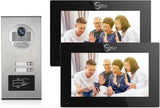 Multi-Unit Home Apartment Visual Intercom Doorbell System,7 Inch Monitor Wired Video Doorbell Door Phone Kits,IR Camera,Motion Detection, Swipe Card, Monitor, Tuya APP (1 doorbell +2 Monitor)