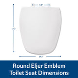 BEMIS 1240200 Eljer Emblem Plastic Toilet Seat, Made Specifically for Eljer Emblem Toilets, Made in USA, Round, White