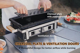 ONLYFIRE GRILLS Charcoal BBQ Hibachi Grill with Grid Lifter, Portable Yakitori Grill with Stainless Steel Grate, Barbecue Stove for Outdoor Camping Picnic Patio Backyard Cooking, GS306