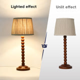 Walnut colorWood Base Table lamp,8x8x18 inch Country Style Desk lamp,Modern Pleated lampshade Suitable for bedrooms and Offices Pack of 2 (Bulbs Not Included)