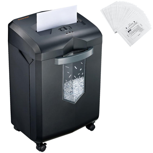 14-Sheet Microcut Paper Shredder and 24-Pack Shredder Lubricant Sheets bonsaii