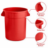 Getzi 6 Pack 20 Gallon Red Round Commercial Trash Can