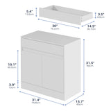 Housoul Buffet Cabinet [Set of 2] with 2 Doors and Drawer, White