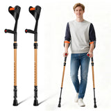 FUSHIDE Forearm Crutches for Adults,Crutches for Men or Women, Lightweight Elbow Crutches, 10-Level Adjustable Height, 3-Part Removable Crutches with Rubber Handles, Gold, 1Pair