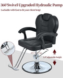 Aurofurz Barber Chairs for Barbershop,Reclining Salon Chairs for Hair Stylist with Heavy Duty Hydraulic Pump/Headrest/Footrest,360° Rotation, Tattoo Chair Shampoo Equipment for Beauty Shop