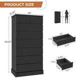 DICTAC Black Tall Dresser for Bedroom with 8 Drawers, 59.6" Tall Dressers & Chests of Drawers, Modern Wood Closet Organizer and Storage Cabinet, Large Vertical Dresser for Bedroom, Closet, Hallway