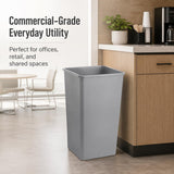 Getzi 5 Pack Gray 50 Gallon Square Commercial Trash Can, Heavy Duty Resin Waste Bin
