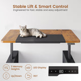 Executive Height Adjustable Desk with Power Outlets, Large Computer Office Desk