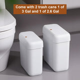 funest 2 Pack Bathroom Trash Can with Lid, 3 Gal/12 L & 2.7 Gal/10L Garbage Can with Pop-Up Lid