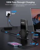 USB 3.0 and USB-C Universal Laptop Docking Station with 65W, Dual Monitor Docking Station for Windows or Mac